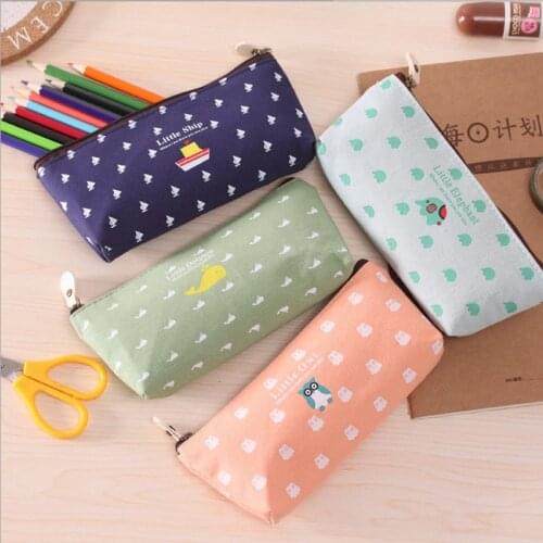 Creative Kawaii Canvas Pencil Cases flower pen case students Pen Bag School stationery supplies 050023