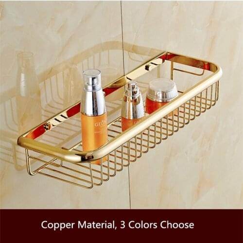 Bathroom Shelf Copper Bath Shower Rack Bath Shower Shelf Bath Shower Caddy Holder Wall Mounted Gold/Chrome 1 Tier Corner Shelf