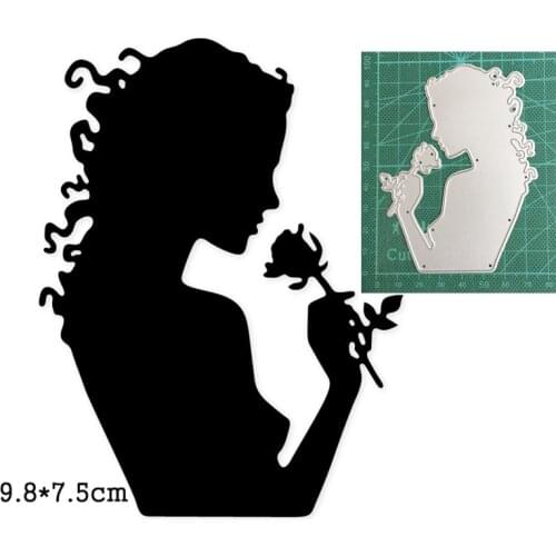 2021 metal cutting dies cut die mold woman holding rose decoration Scrapbook paper craft knife mould blade punch stencils dies
