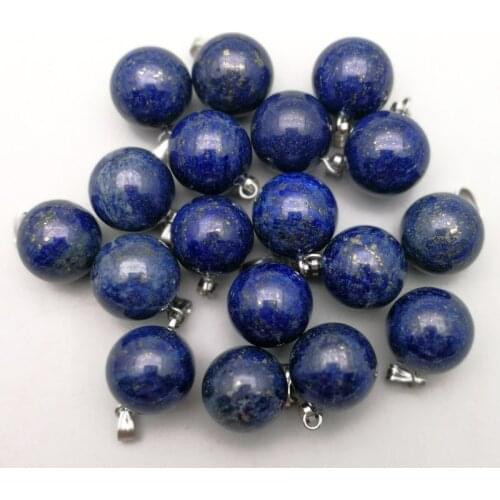 Fashion 2018 hot selling natural Lapis Lazuli stone charms 14mm round pendants for DIY jewelry making Wholesale 24pcs/lot