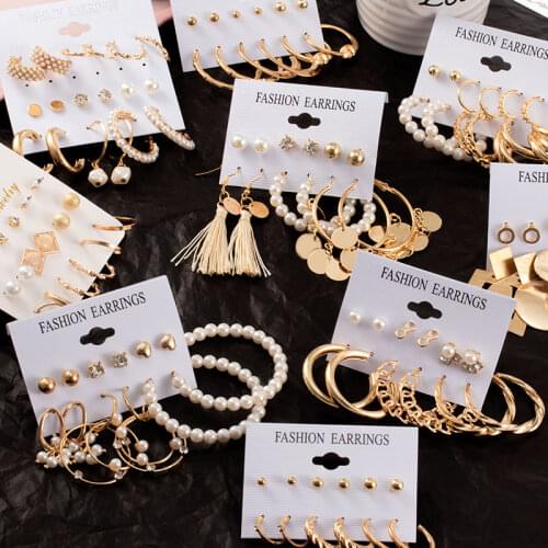 Trend Fashion Women Earrings Pearl Stud Earrings For Women New Bohemian 2021 Geometric Small Crystal Heart Earrings Punk Jewelry