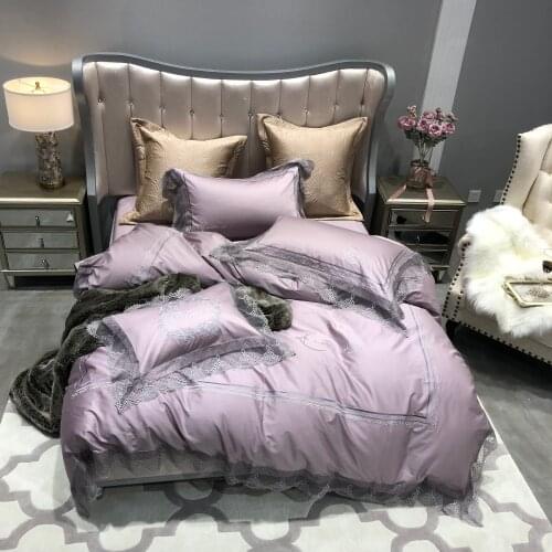 Chic Embroidery Patchwork Duvet Cover 1000TC Egyptian Cotton 7Pcs Premium Bedding Set Flat/Fitted Bed Sheet Pillowcases