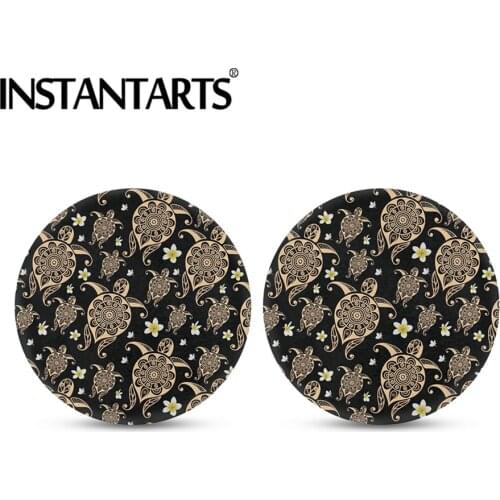Sea Turtles Pattern 2pcs/Set Cupholder Coasters Mats Mat Accessories for Most of Vehicle Drink Mat Coasters Anti Slip Car Mat