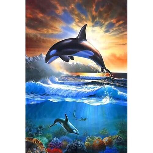 Full Square/round Diamond 5D DIY Diamond Painting Dolphin Embroidery Cross Stitch Rhinestone Mosaic Home Decor