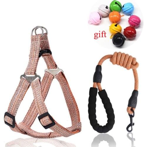 Pet Dog Nylon Harness Leash Rope Set Cat Collar Accessories Personalized Adjustable Puppy Chest Strap Dog Vest lanyard Striped