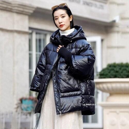 2021 Korean Style Women Down Jacket Loose Over Size Warm Winter Outwear Thick Coat 90% White duck Down Fashion Puffer Parkas