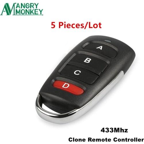 5 Pieces 433MHz wireless Copy Remote Control With Battery Garage Door Remote Control Backup Remote Key Clone 1527 PT2264 etc