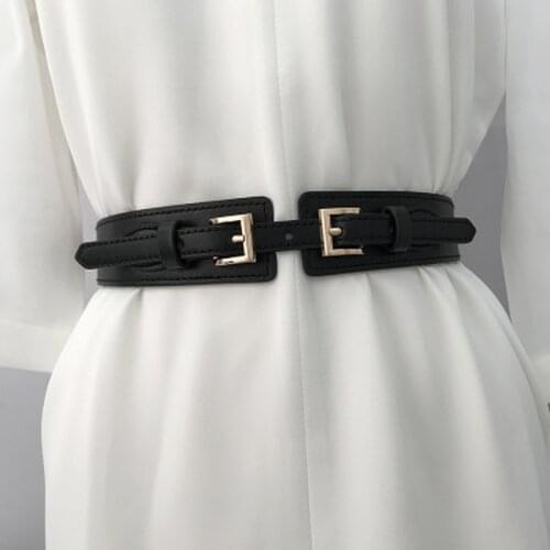 Women Belts for Dress PU Leather Corset Belt Female Metal Buckle Belts for Ladies Leisure Dress Jeans Wild Waistband
