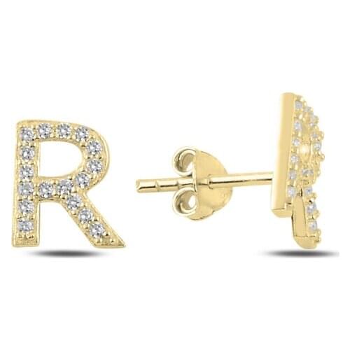 Silver 925 Set--R-Letter Earrings