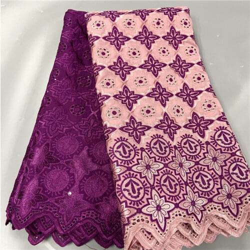 7 yard Swiss lace fabric latest heavy beaded embroidery African 100% cotton fabrics Swiss voile lace popular Dubai style 9L01012