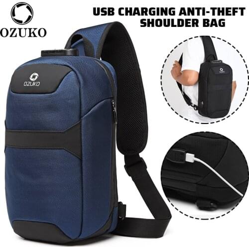 OZUKO New Fashion Anti-theft Shoulder Bags crossbody bags for Men Multifunction Waterproof Male Travel Messengers school pack