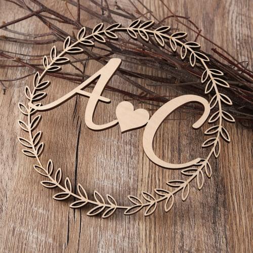 Custom wedding monogram invitation Laser cut initials Wedding place cards Laurel wreath Wedding table signs Wedding logo