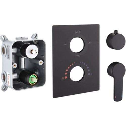 3 Ways Thermostatic / Hot And Cold Mixing Bath Tap High Quality Wall Mounted Chrome / Black Bathroom Shower Faucet Valve