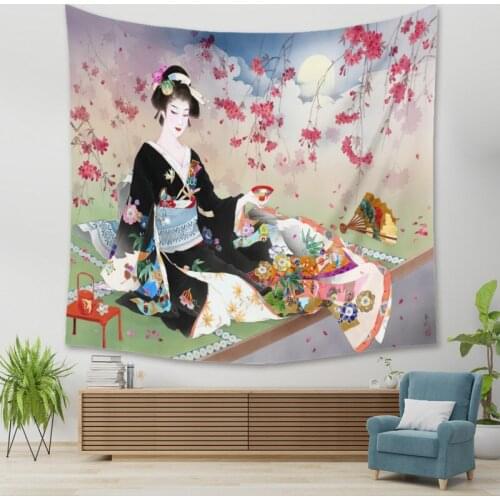 Retro 5 Style Japan Classical Culture Tapestry Singer Hanging Cloth Home Wall Painting Decorative Background Cloth Kimono Beauty