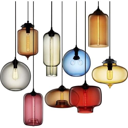 Stained Glass Cafe Pendant Light Bar Modern Industrial Led Kitchen Hanging Lamp Dining Room Home Stair Light Fixtures Loft Decor