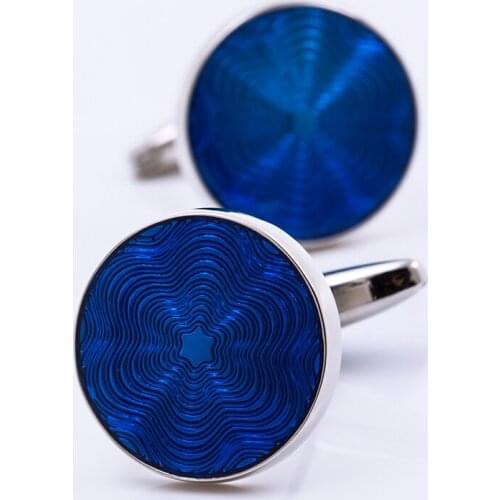 KFLK jewelry for mens brand of high quality shirts cufflinks circular blue cufflinks fashion wedding buttons