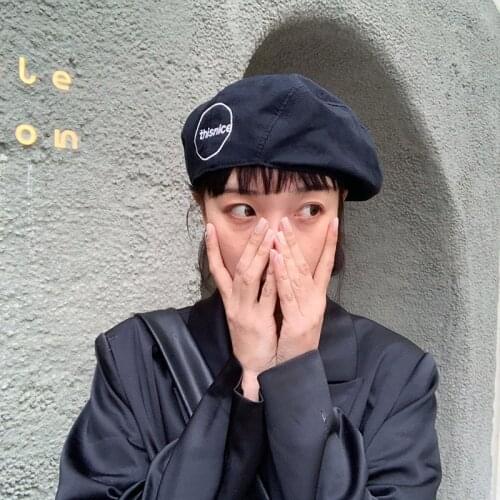 Harajuku Women Hats Autumn Winter Retro Breathable Letter Embroidery Forward Cap girl Niche Wild Berets Caps Detective Hat