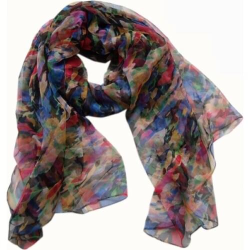 [BYSIFA] Colourful Silk Scarf Women Long Thin 100% Silk Long Scarf 170*105cm Elegant Oversized Size Brand Autumn Winter Scarves