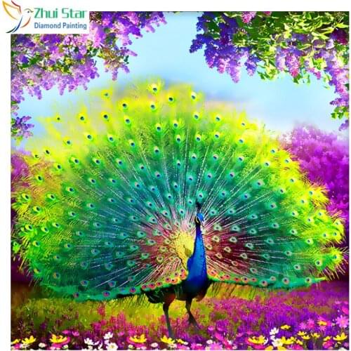 Zhui Star 5D Diy full square diamond peacock in the garden home decor embroidery diamond painting Cross stitch diamond Mosaic