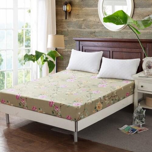 1 Piece Fitted Sheet plaid stripe Printed Mattress Cover Bed Sheet Elastic Band Mattress Protector 3 Sizes