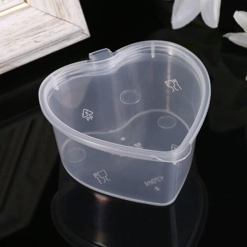 10Pcs Disposable Jello Shot Cups Set Of 70ml Heart Shaped Sauce Pot Container With Conjoined Lid Slime Storage For Ketchup