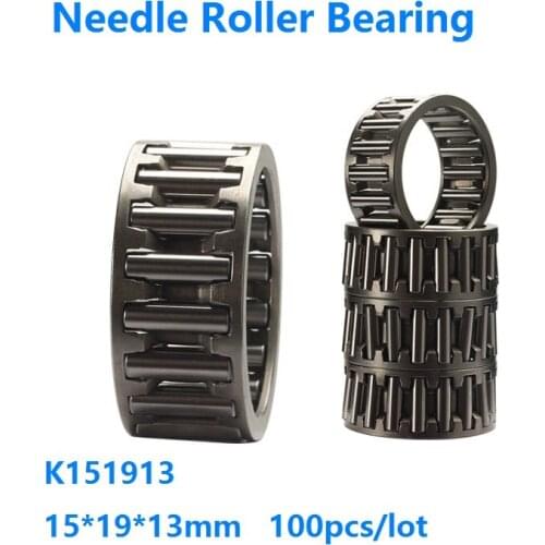 100pcs/lot K151913 K15X19X13 Needle Roller Bearing 15×19×13mm Radial Needle roller and cage assemblies 15*19*13mm