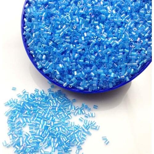 16g 1000X 2*3mm AB Sky Blue Colorful Transparent Tube Loose Spacer Beads Cezch Glass Seed Bead Handmade Jewelry DIY Garment Bead
