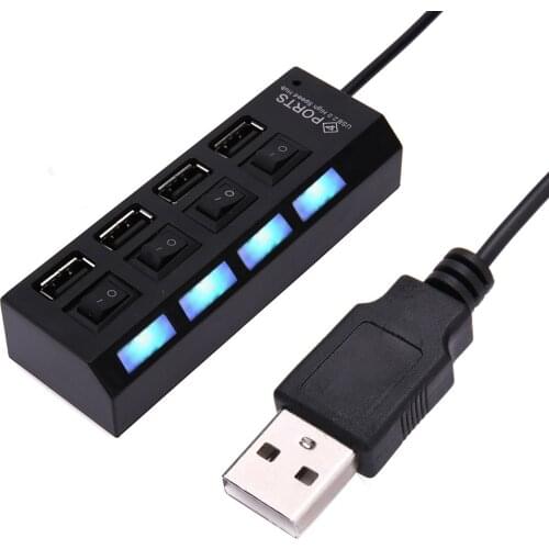 4 Ports USB Charging Dock Station Quick Charger USB HUB with Indicator and Switches USB Splitter Adapter For PC Laptop