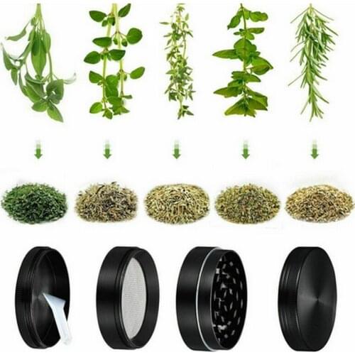 40mm Black Stainless Steel Spice Herb Grinder Cylinder 4 Piece Tobacco/Herb/Mincers/Pepper Mills Kitchen Tools