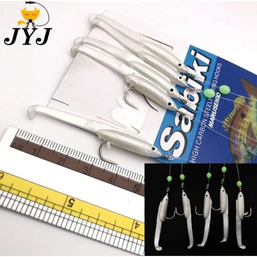 5bags 1/0 hook soft artificial small fishes sabiki lure rigging hooks for fishing tackle,soft fake eel shrimp sabiki lure baits