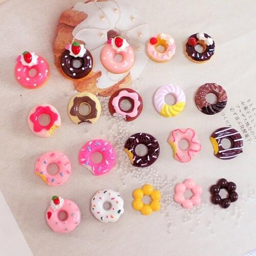 7 Pcs Mini Donut Cute Cartoon Toy for Slime Clay Charm Phone Case Doll Toy DIY Decoration