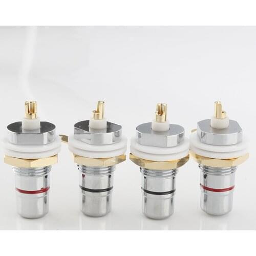 8pcs Audiocrast Rhodium plated RCA Jack Connector Panel Mount Chassis Audio Socket Plug Bulkhead with NUT Solder