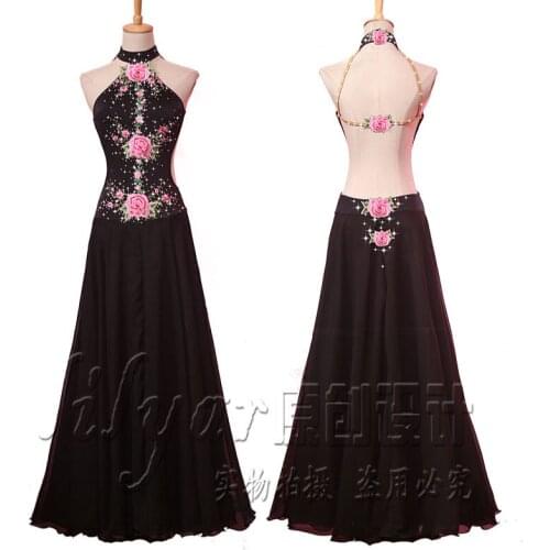Ballroom Dance Dress Standard Skirt Competition Dress Costumes Performing Dress Customize New Adult Children Chinese Style Black