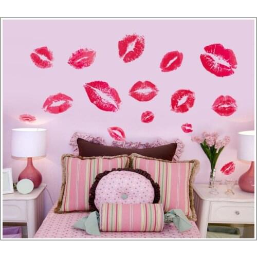 Free shippingHot sale kisses wall sticker lip print wall sticker 7086 decorative adesivo de parede removable vinyl wall stickers