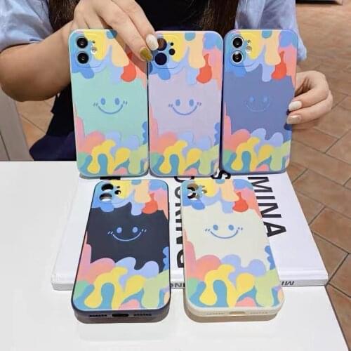 Graffiti Smile Phone Case for iphone 12 pro max 12 mini 11 pro max X XR XS Max 6 6s 7 8 plus TPU ice cream Lens protection Cover
