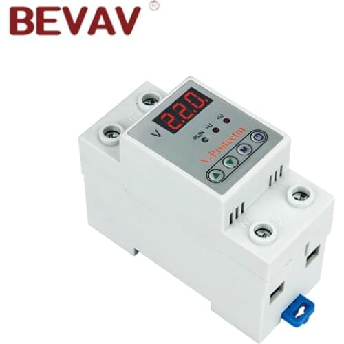 Din rail Over under voltage protection 40A 63A 220V auto voltage protector voltage monitor current protector