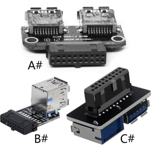 R2LB 2-port USB 3.0/3.1 A Female Adapter Converter 20pin /19Pin To 2 Usb3.0/3.1