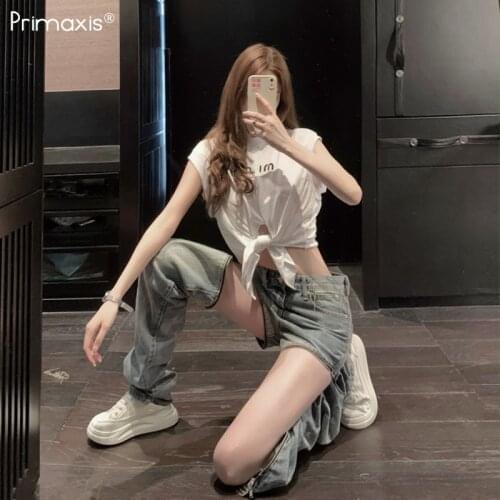 Primaxis summer jeans for girls 2021 A variety of ways to wear used jeans with detachable zipper traf pants for women