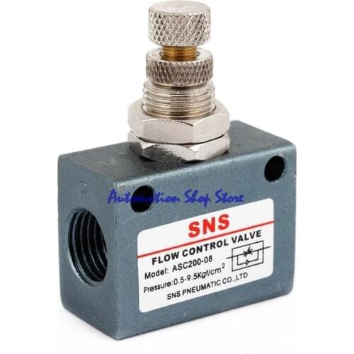 SNS 1/4 NPT Thread Dia Metal Single Way Pneumatic Flow Control Valve ASC200-08