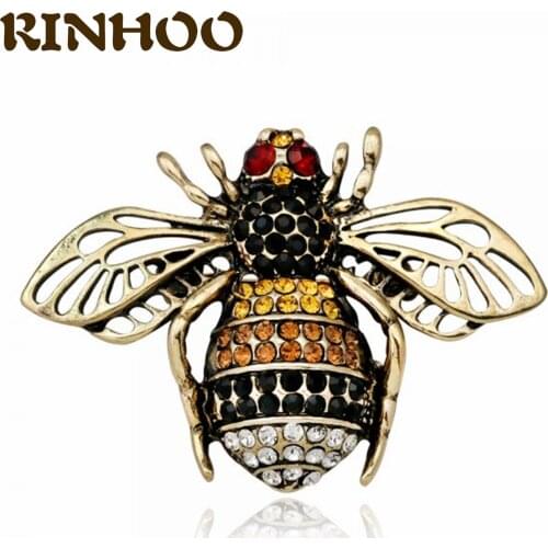 Fashion Rhinestone Yellow Pueple Cute Bee Insect Brooches Vintage Enamel Brooch Lapel Pin For Women Statement Jewelry Wholesale