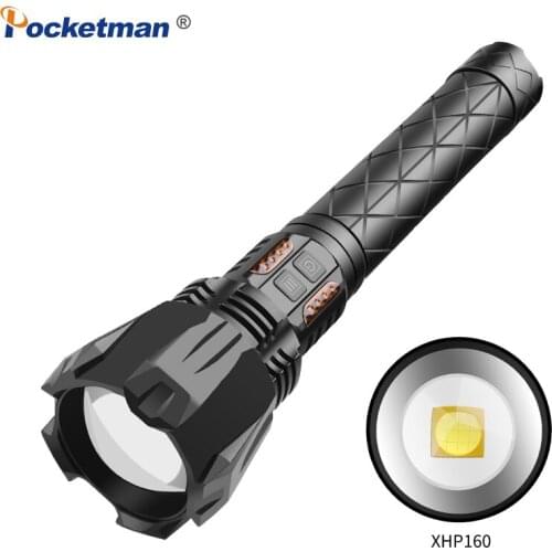 800000LM Powerful Flashlight LED XHP160 Waterproof IPX6 Zoomable Torch Rechargeable Lamp for Camping Fishing Use 18650 Battery