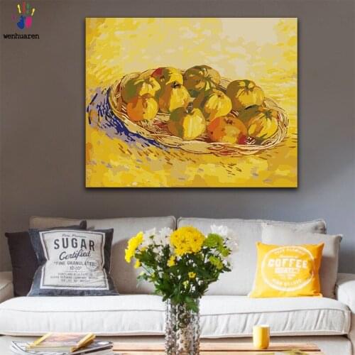 DIY colorings pictures by numbers with colors Orange fruit plate still life picture drawing painting by numbers framed Home