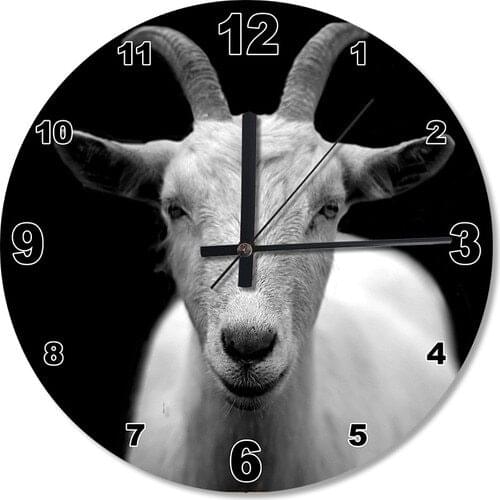 Tablomega White Stubborn Goat Wooden Wall Clock