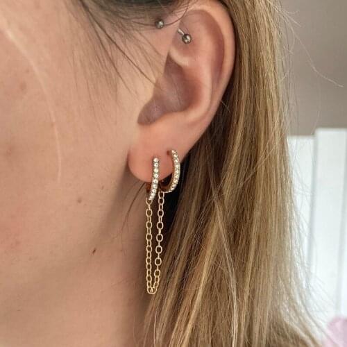 New Fashion Circle Ear Cuff Retractable Earrings for Women Men Gold Huggie Unisex Double Piercing Hoop Earing Female