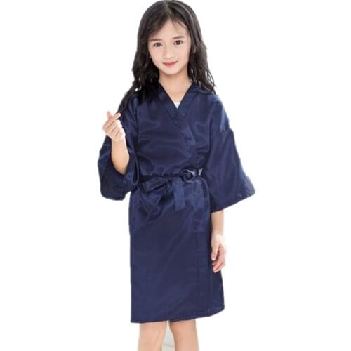 Solid Girls Robes Silk Dresses Bathrobe Pajamas Kimono Clothing for Kids Children Clothes Nightgown Baby Bathrobe Night Dress