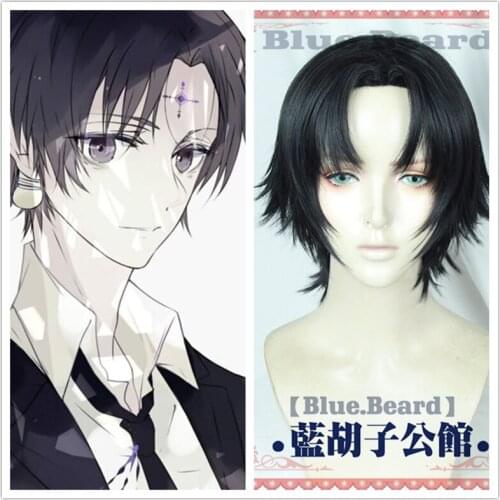 New Hunter X Hunter Kulolo lushilufelu Cosplay Black Short Wig Synthetic Cosplay Halloween Hair + Wig Cap