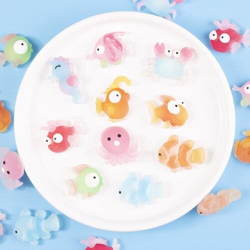 10PCS Cartoon Ocean Series Flatback Planar Resin Paster DIY Craft Supplies Phone Shell Decor Material Kids Hair Accessories Arts