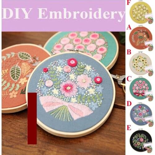 DIY Hand Embroidery Set Full Range of Embroidery Cross Stitch Stamped Embroidery Cloth with Floral Kit Embroidery Tool 20APR17