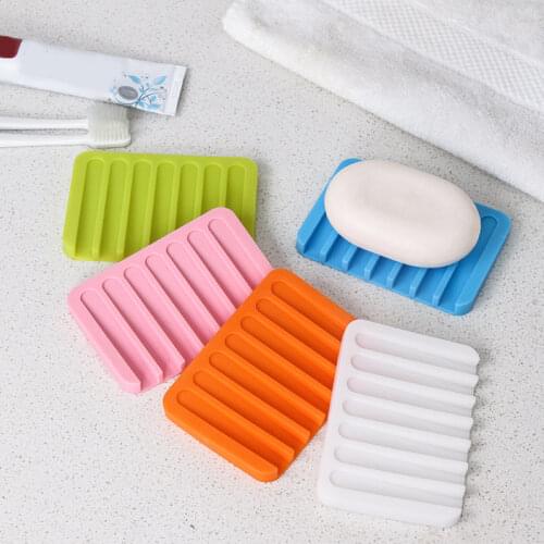 Portable Soap Dish Bathroom Silicone Flexible Soap Dishes comb-shaped Storage Holder Soapbox Plate Tray Drain Creative Bath Tool