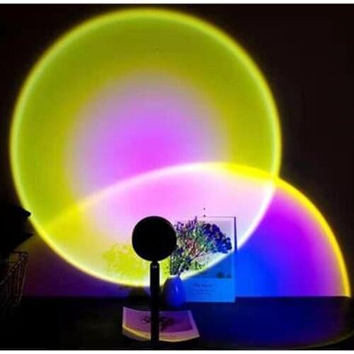 Rainbow Sunset Projector Atmosphere Button Background Wall Decoration Projected Lamp Home Coffe Shop Colorful Light
